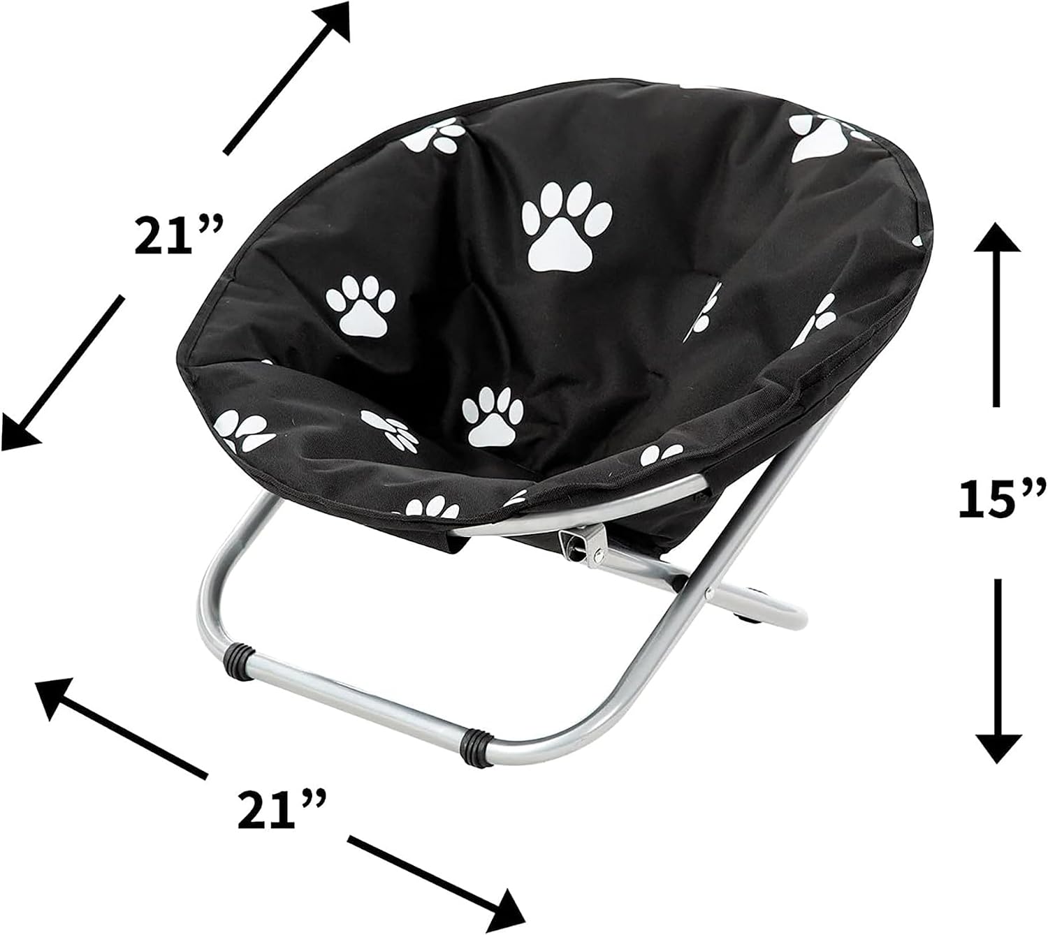 AUCT 15586 - Etna Products Round Pet Bed: Comfortable Elevated Cat Bed with Paw Print Cushion - Black & - Image 4