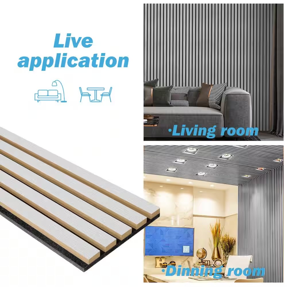 AUCT 16641m - $175 Gray 0.83 in. x 0.65 ft. x 8 ft. Wood Slat Acoustic Panels, MDF Decorative Wall Panel - Image 4