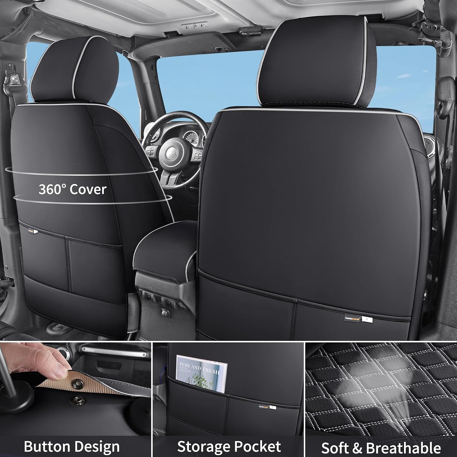 AUCT 16171 - $160 Huidasource 2018-2026 Wrangler JL Seat Covers 4 Door, Waterproof Wrangler Seat Covers - Image 2