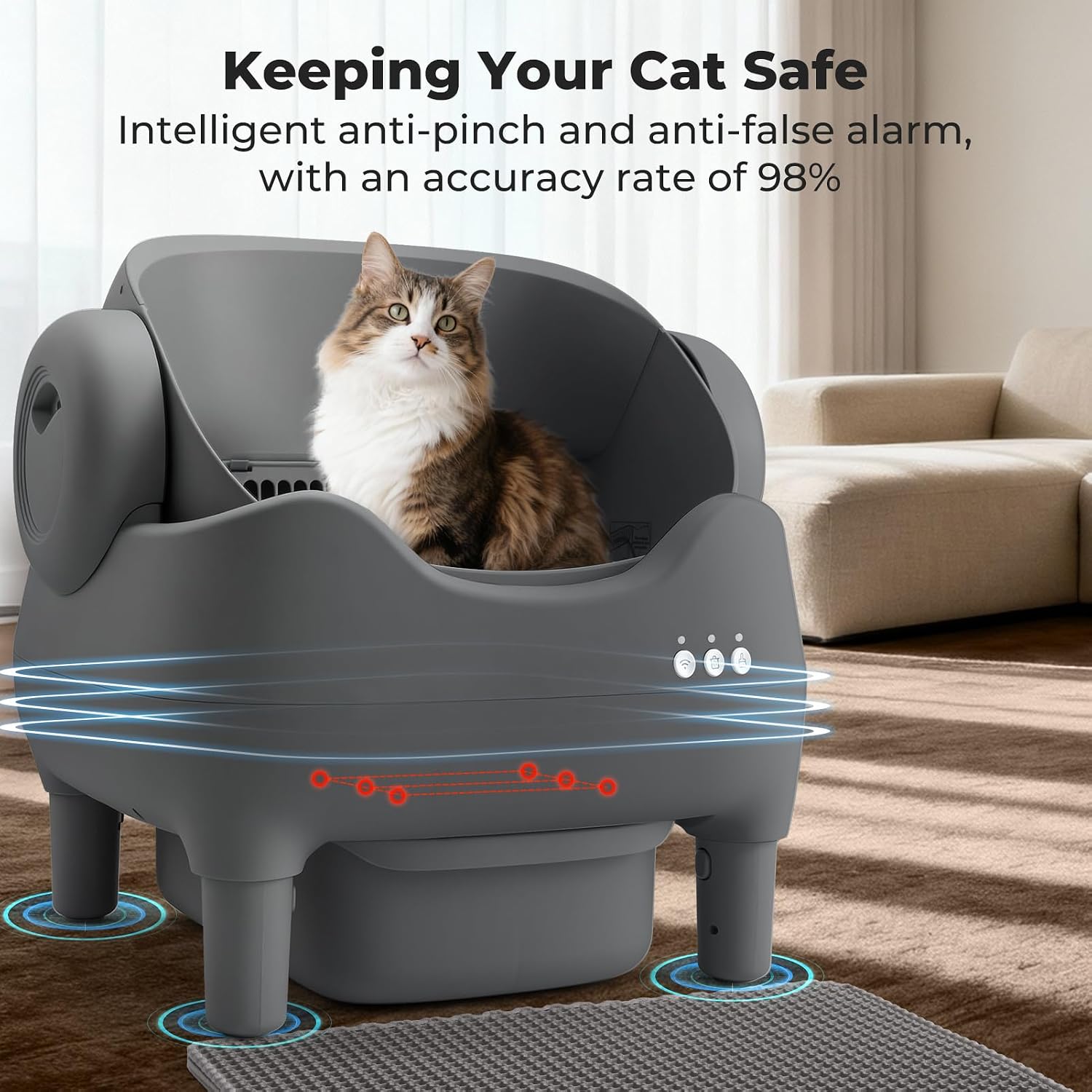 AUCT 17330 - $140 KITPLUS Self Cleaning Litter Box, Automatic Cat Litter Box with APP Control, Odor-Fre - Image 3