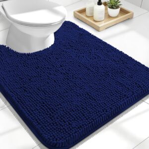 AUCT 17362 - OLANLY Toilet Rugs U-Shaped 24x20, Soft Absorbent Chenille Contour Rugs | Navy, Quick-Dryi
