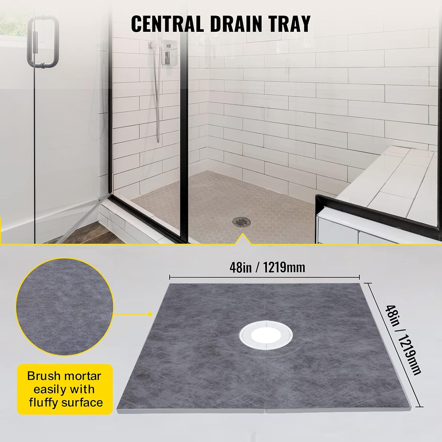 AUCT 14483 - $158 VEVOR Shower Curb Kit, 48"x48" Watertight Shower Curb O - Image 2