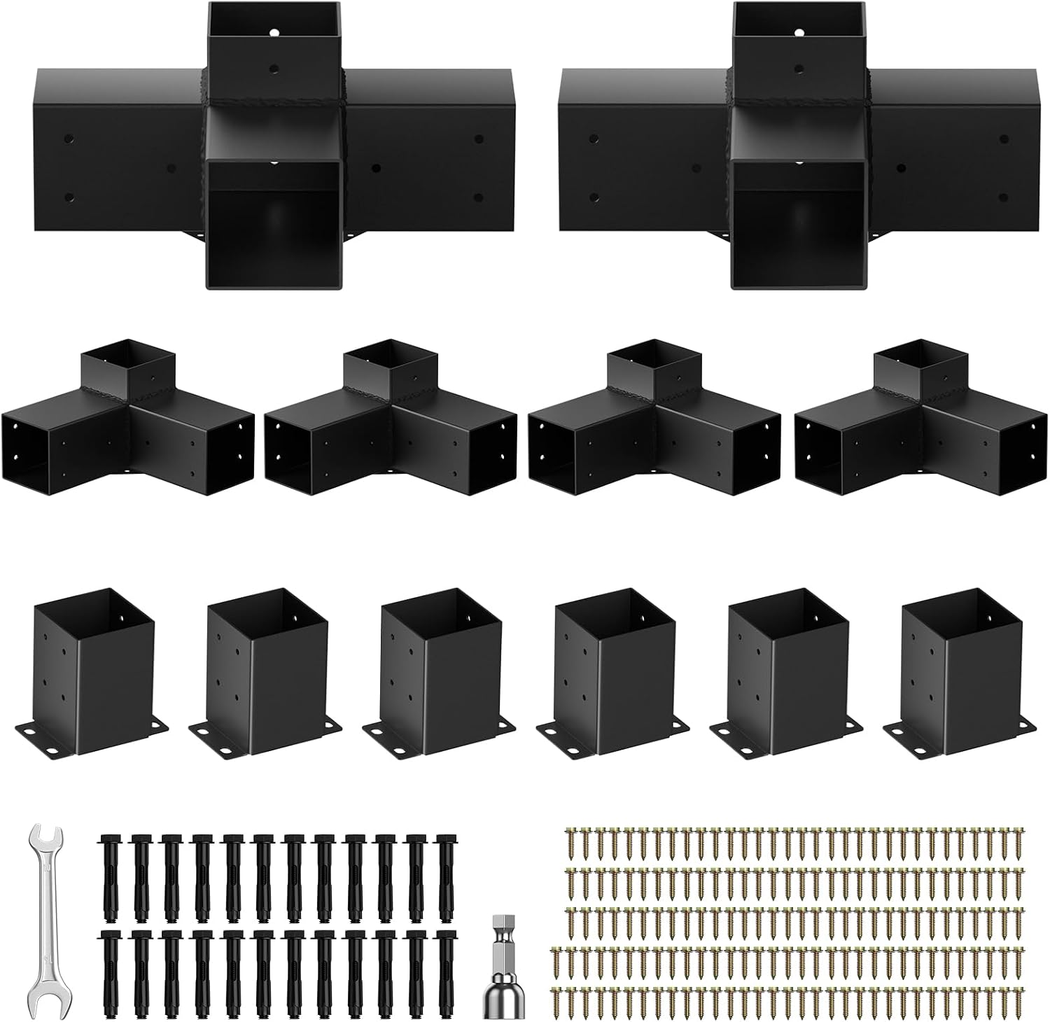 AUCT 16808 - $150 Pergola Kit, Heavy Duty Pergola Brackets for 4"x 4" (Actual 3.5" X 3.5") | DIY Rust-P