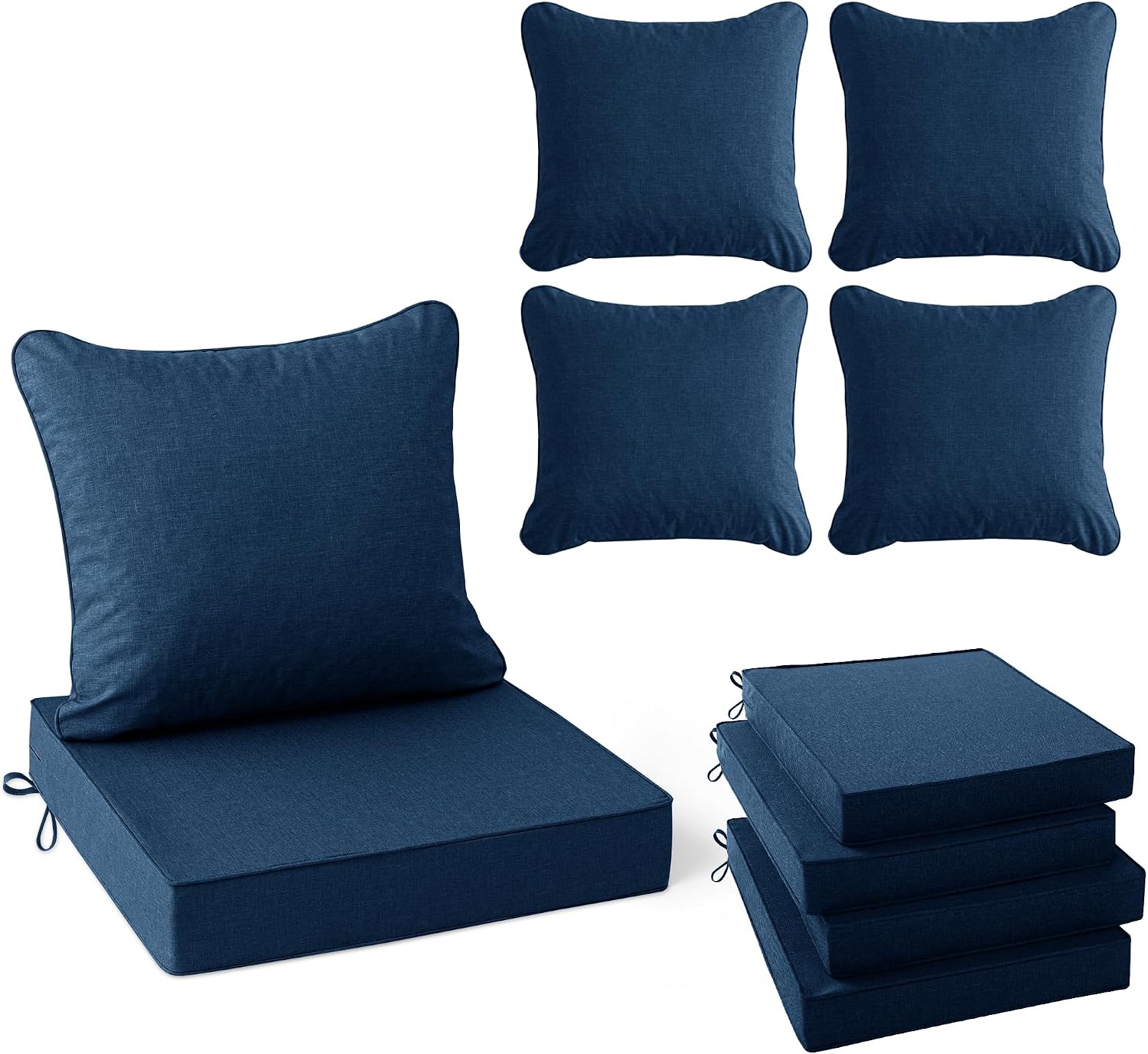 AUCT 17340 - $160 Summsun Outdoor Chair Cushions, Faux Linen Backrest and Deep Seat Cushion Set for Pat