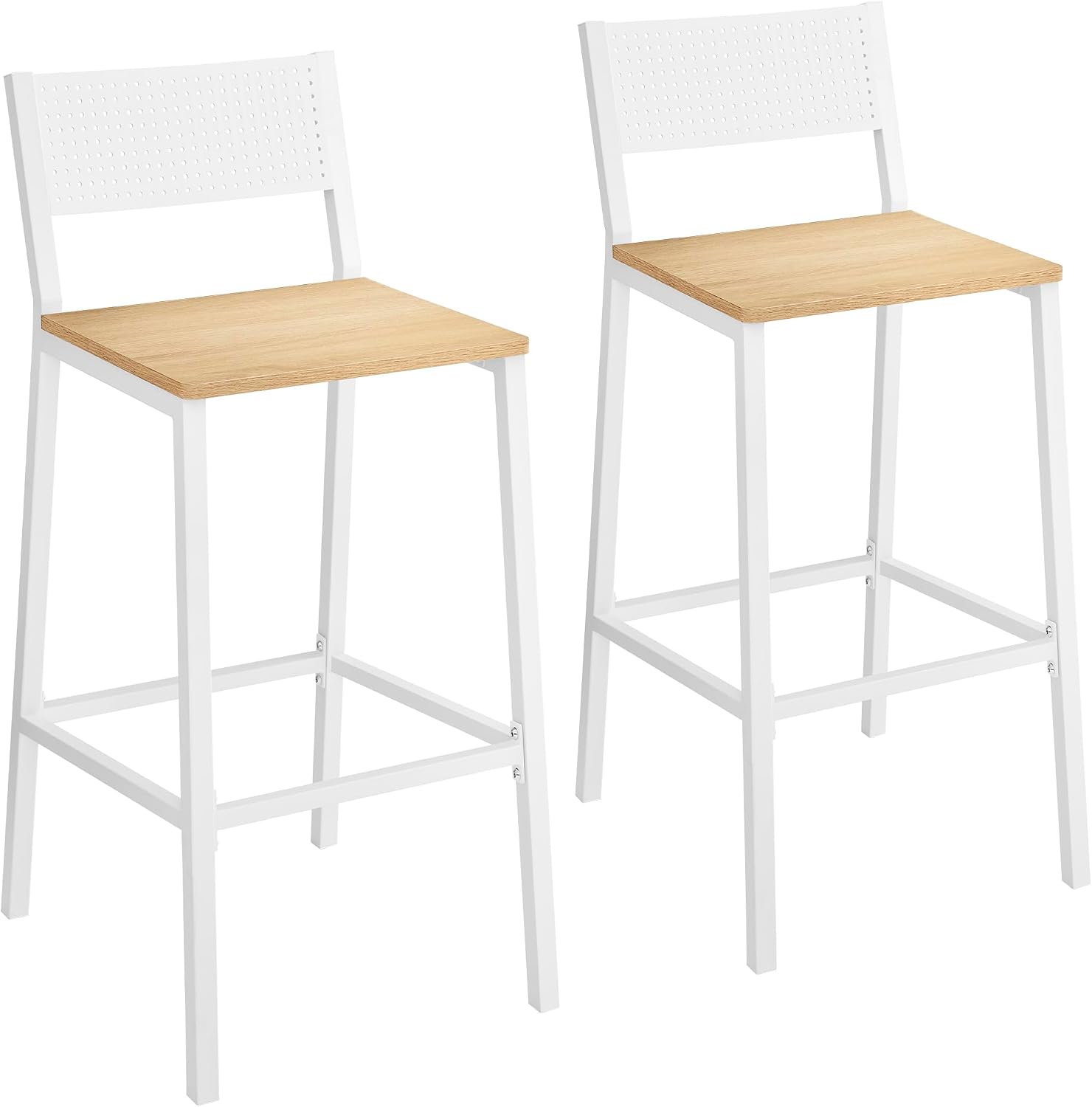 AUCT 16404 - VASAGLE Bar Stool Set of 2, Bar Chairs for Kitchen, Dining Room, Industrial, Oak Beige and