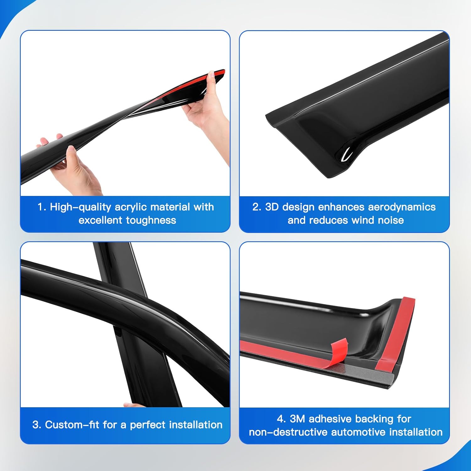 AUCT 15010 - 2Pcs Window Vent Visors, Outside-Mount Window Deflectors, Ra - Image 3