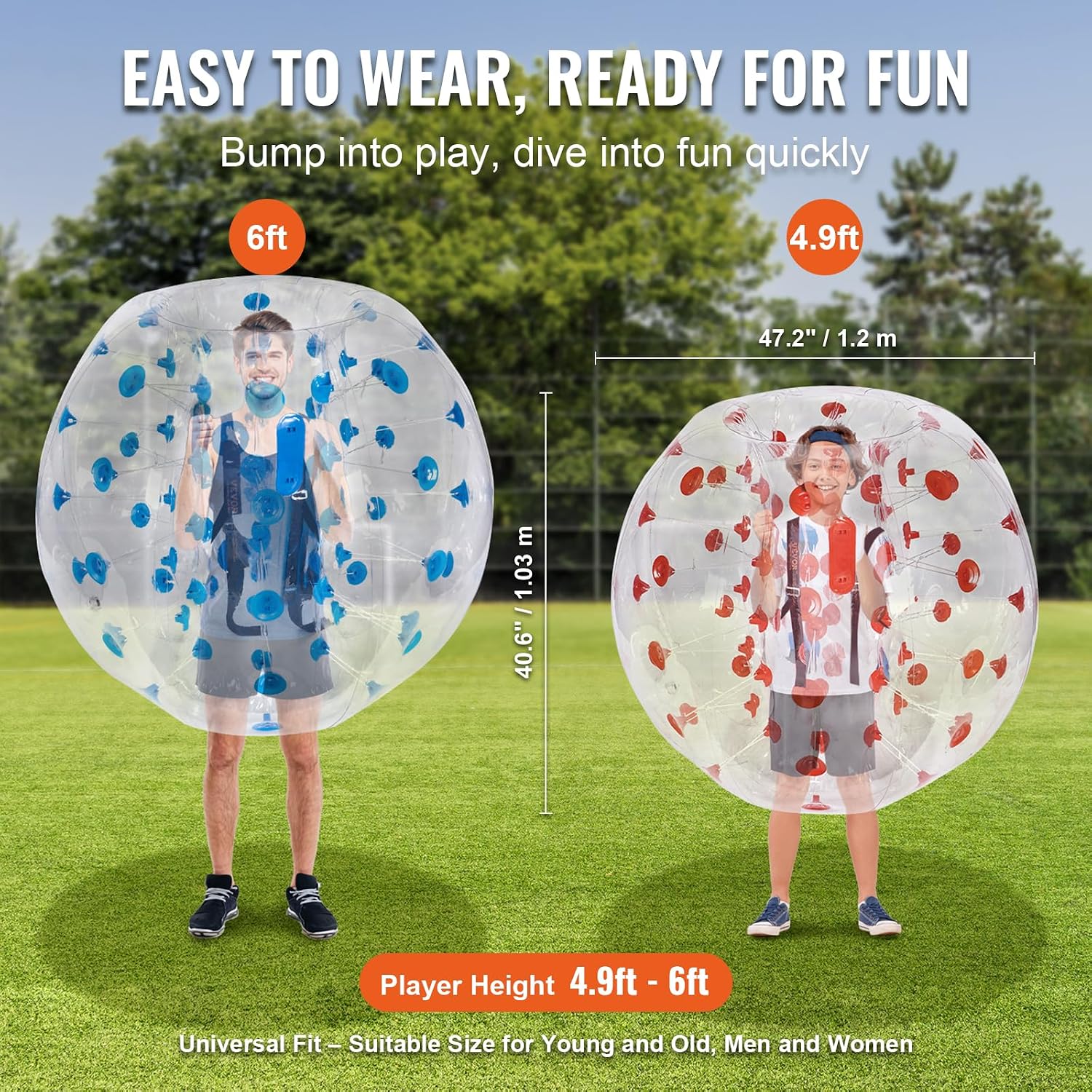 AUCT 14425 - $140 VEVOR Inflatable Bumper Ball 2 Packs; 2FT/3FT/4FT/5FT - Image 3