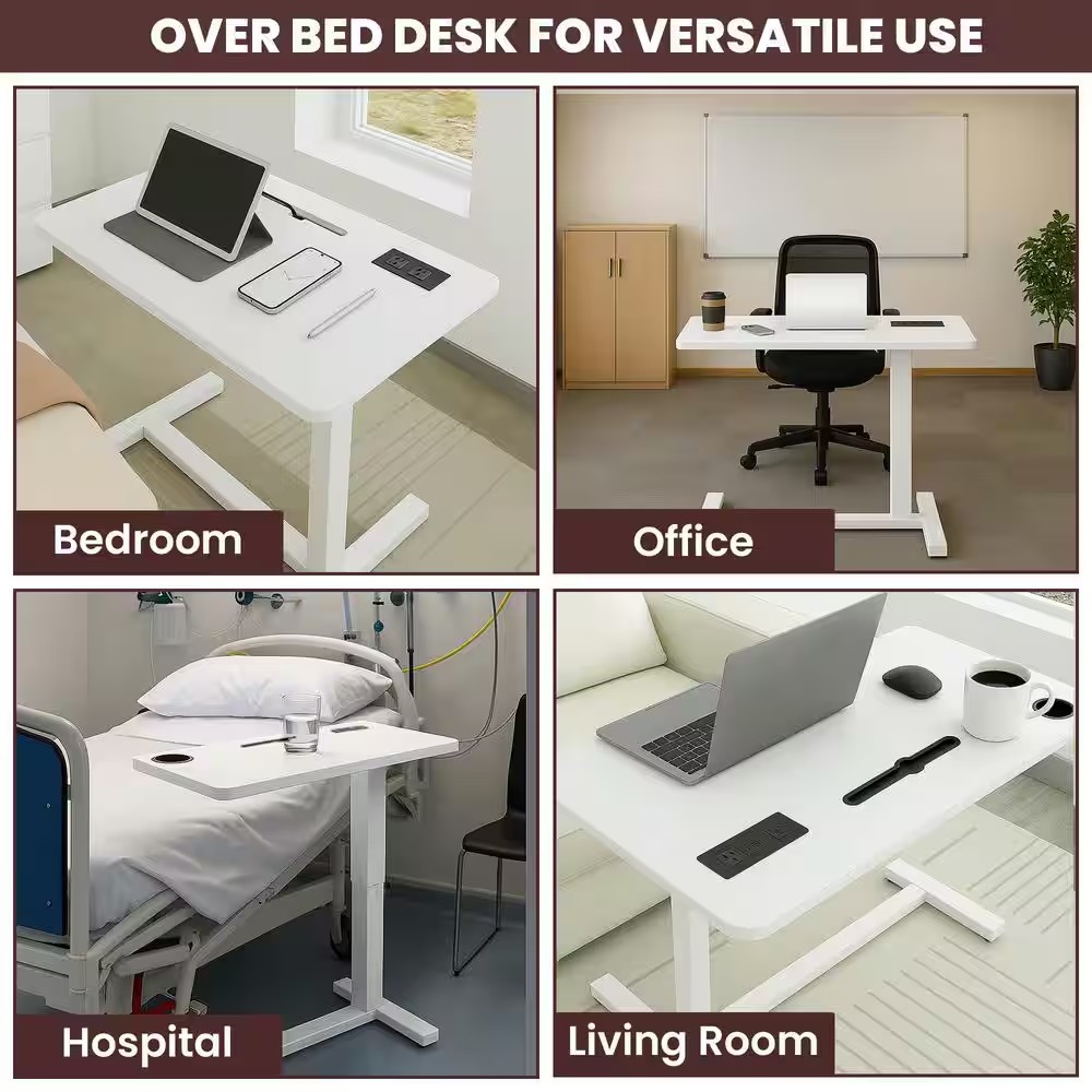 AUCT 14504 - $58 HOMESTOCK 29.72"W, Height-Adjustable Overbed Table, Port - Image 2