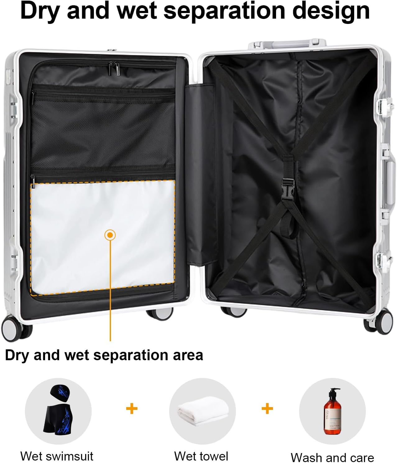 AUCT 16387 - $144 Carry on suitcase Zipperless Luggage,Polycarbonate Aluminum Hard Shell, Expandable Ca - Image 4