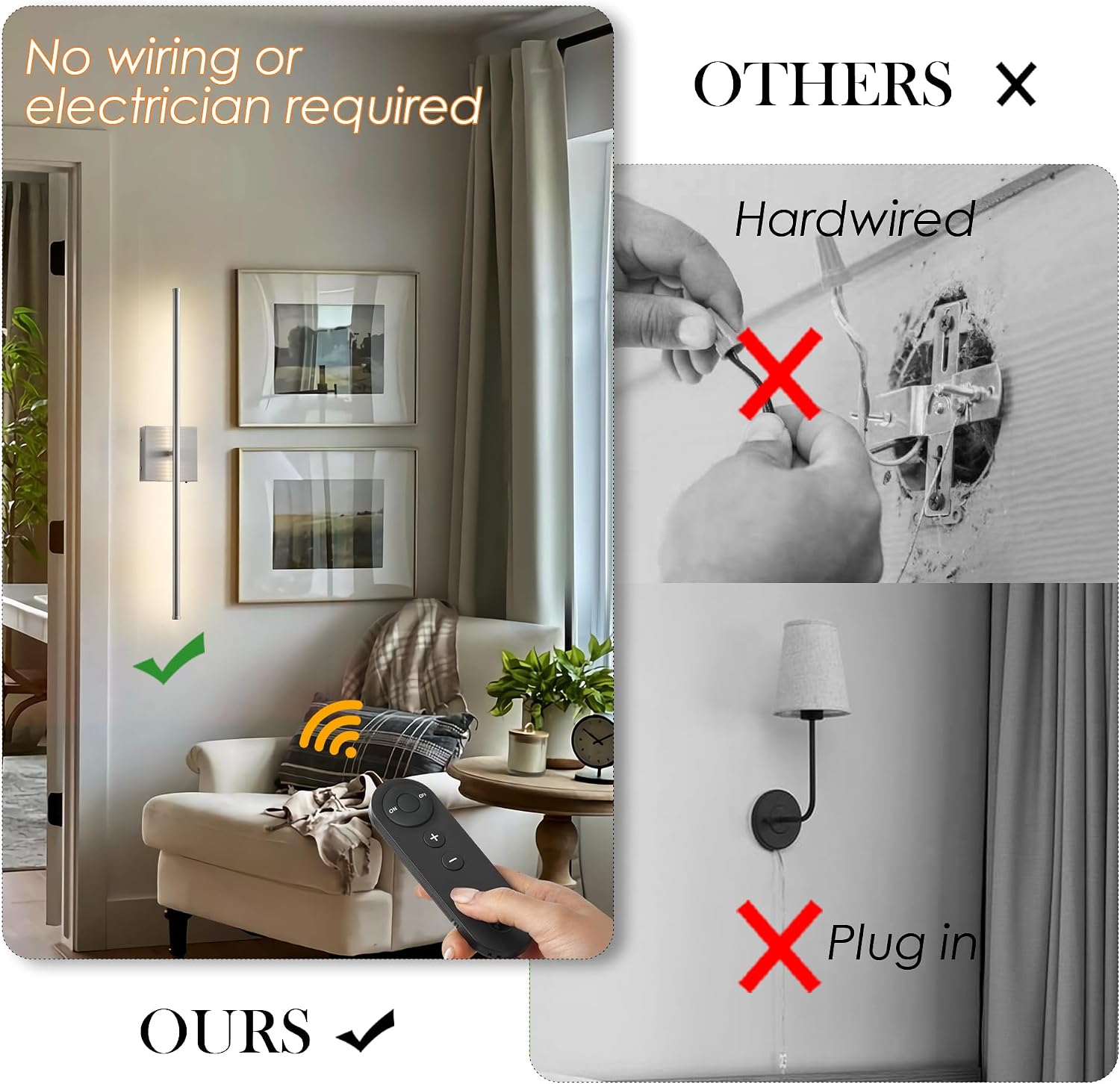 AUCT 15285 - $90 KARTOOSH 28.3 Inch Wall Sconces Battery Operated for Living Room Nickel | Rechargeable - Image 2