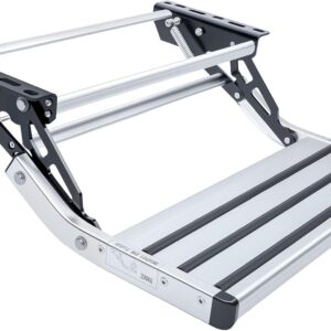 AUCT 17132 - $110 RV Steps, 1-Step, Manual Retractable RV Steps, 400 LBS Load Capacity, Foldable Alumin