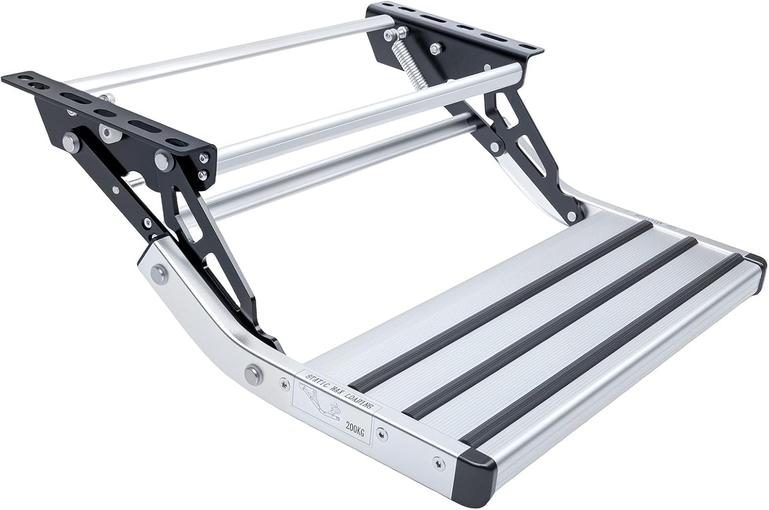 AUCT 17132 - $110 RV Steps, 1-Step, Manual Retractable RV Steps, 400 LBS Load Capacity, Foldable Alumin