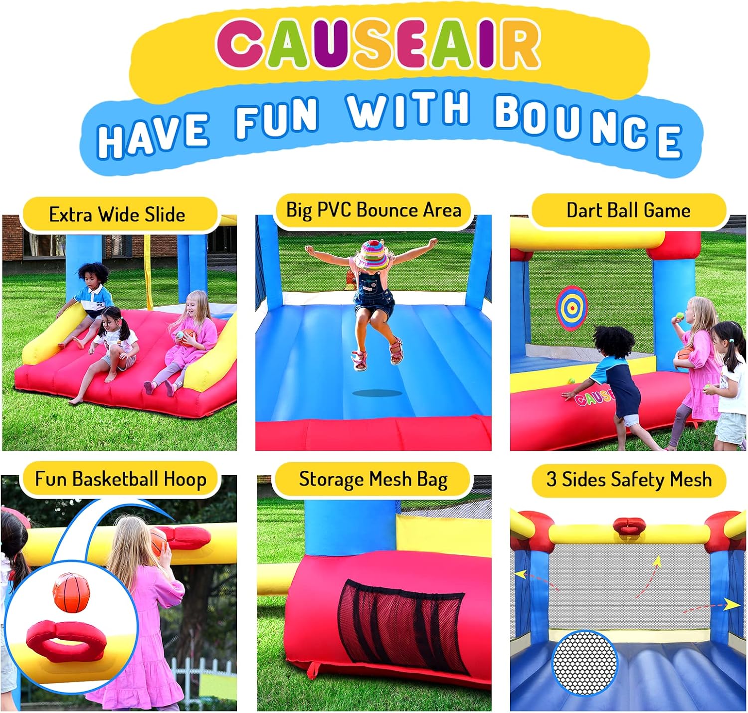 AUCT 17107 - $220 Causeair Inflatable Bounce House with GFCI Blower,12 ft L x 9 ft W,Basketball Hoop,Da - Image 3