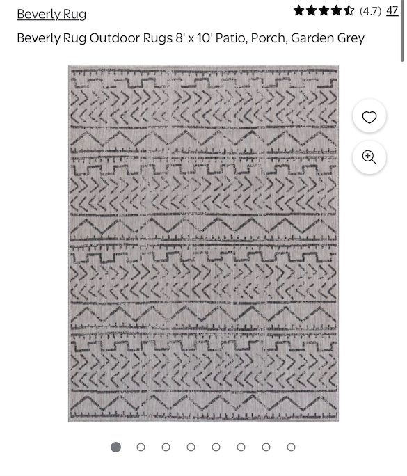 AUCT 14845r - Beverly Rug Outdoor Rugs 8'x 10' Patio, Porch, Garden Grey