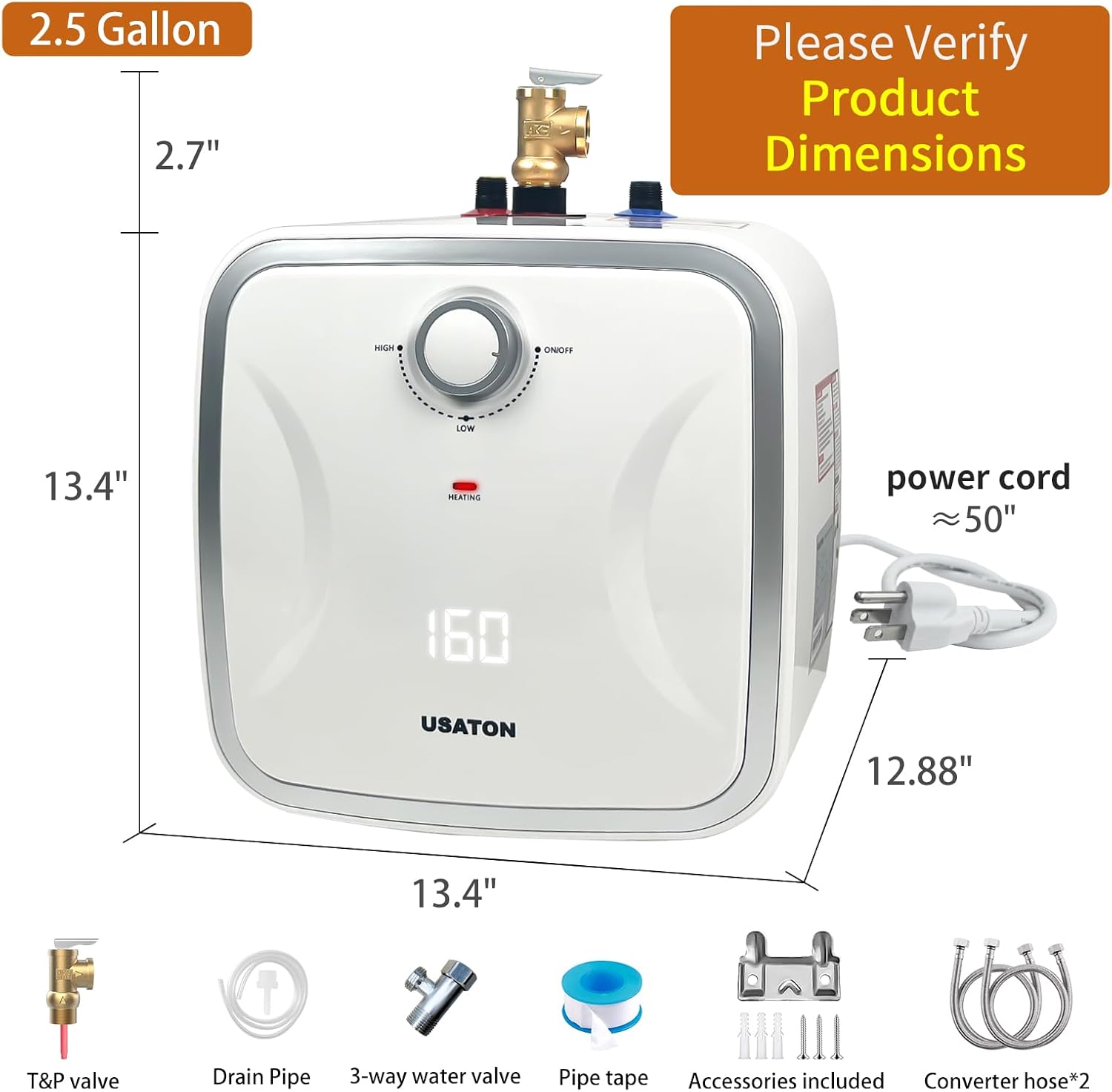 AUCT 14426 - $219 2.5 Gallon Hot Water Heater Electric - Compact Under Si - Image 2