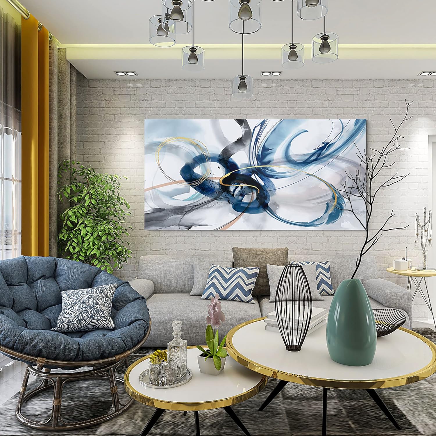 AUCT 16393 - $90 yiijeah Large Abstract Canvas Art Elegant Combination of Tones Modern Living Room Wall - Image 2