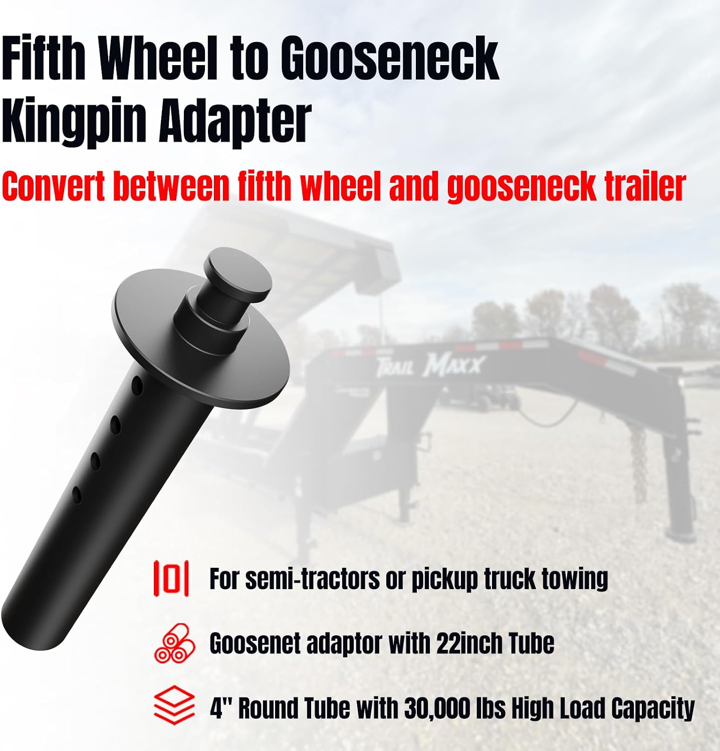 AUCT 16427 - $160 5th Wheel to Gooseneck Adapter, 30,000 lbs Load Capacity, Universal Fit for Truck, Tr - Image 4