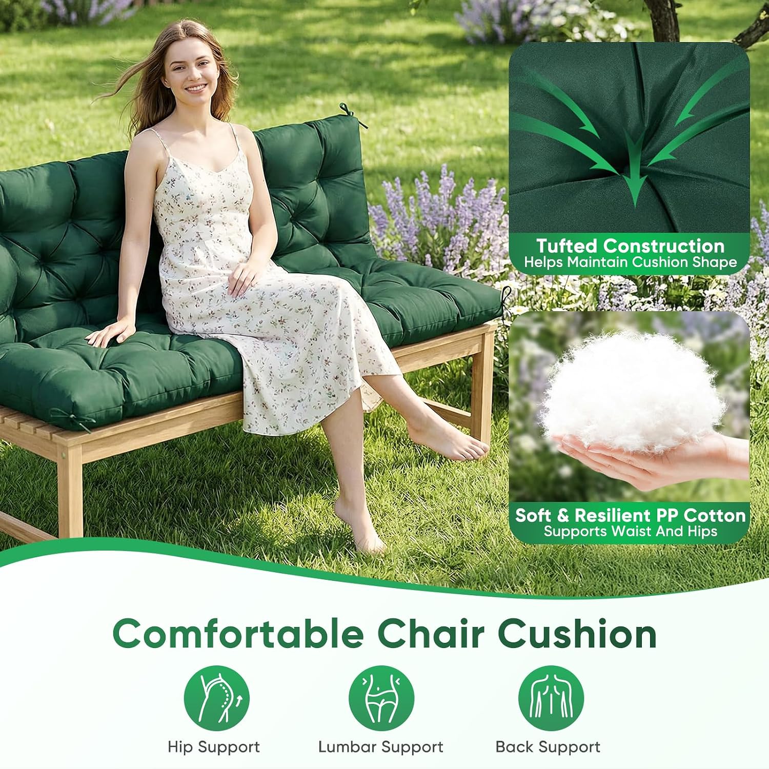 AUCT 14421 - $70 Porch Swing Cushions - Waterproof Swing Cushion for Outd - Image 2
