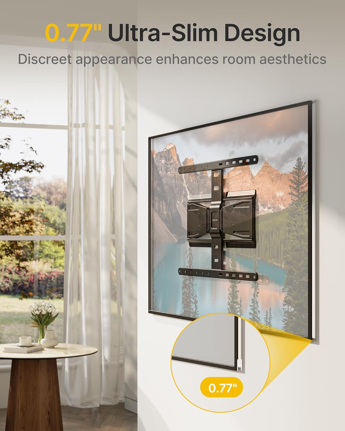 AUCT 15364 - $80 monTEK 0.77" Ultra Slim TV Wall Mount for 43-90 Inch TVs, Swivel & Tilt & Leveling & E - Image 2