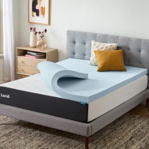 AUCT 17261 - $87 Lucid 3 Inch Memory Foam Mattress Topper, Queen Size   Cooling Gel Bed Topper   Preass