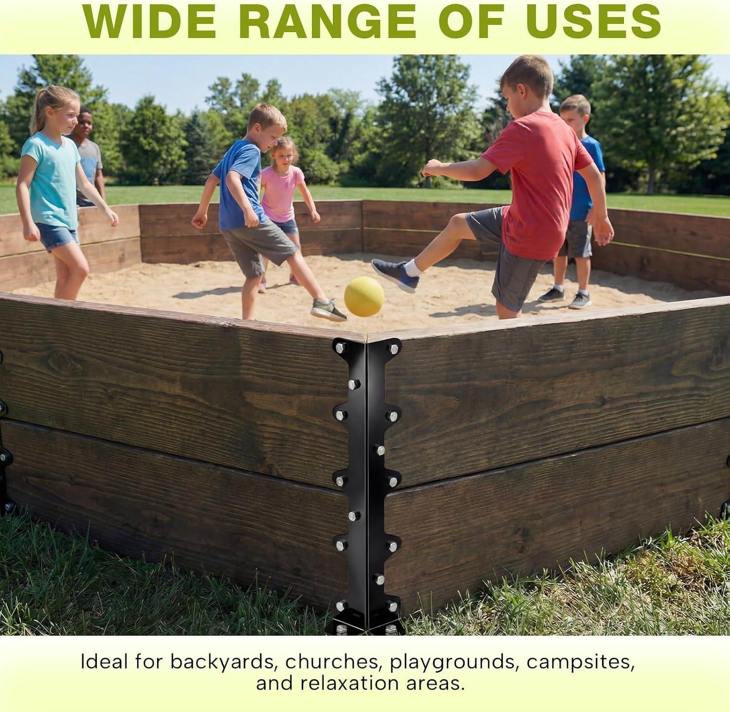 AUCT 14474 - $157 6 Pack Gaga Ball Pit Brackets 25 x 5 Inch 120 Degree He - Image 4