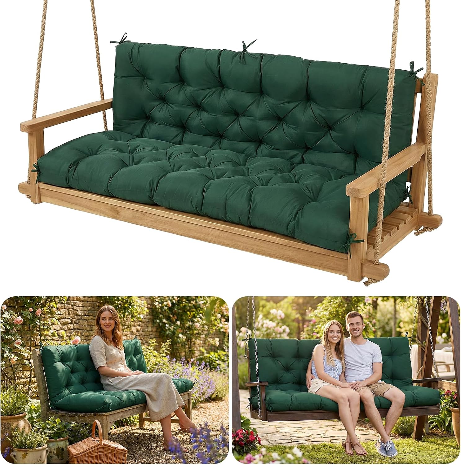 AUCT 14421 - $70 Porch Swing Cushions - Waterproof Swing Cushion for Outd