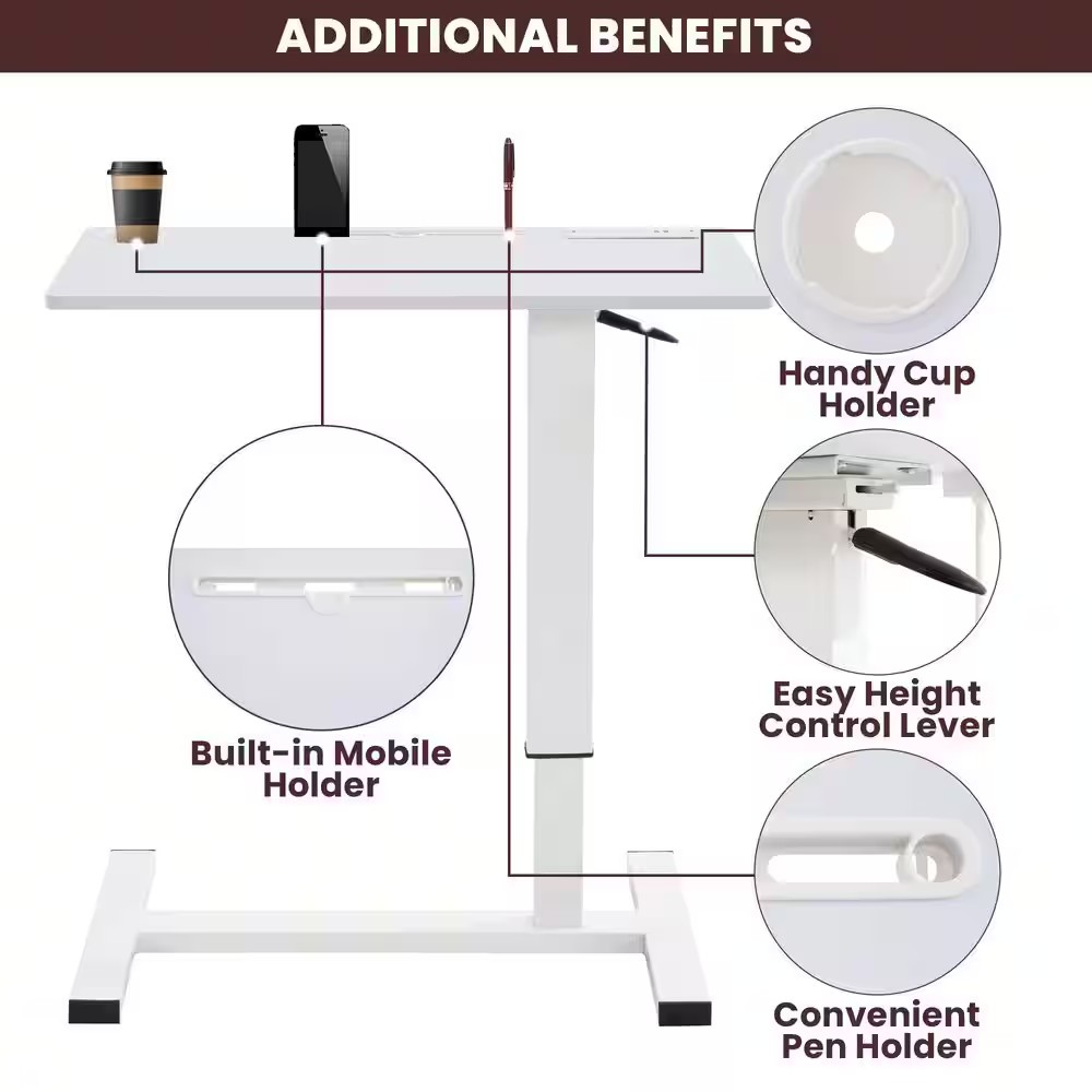 AUCT 14504 - $58 HOMESTOCK 29.72"W, Height-Adjustable Overbed Table, Port - Image 4