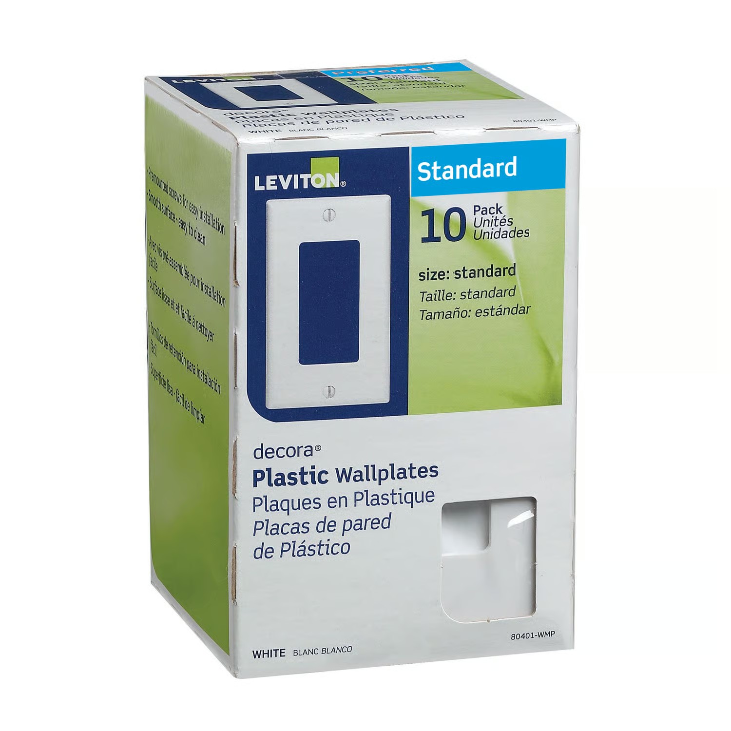 AUCT 14671 - Leviton Decora White 1 gang Thermoset Plastic Decorator Wall