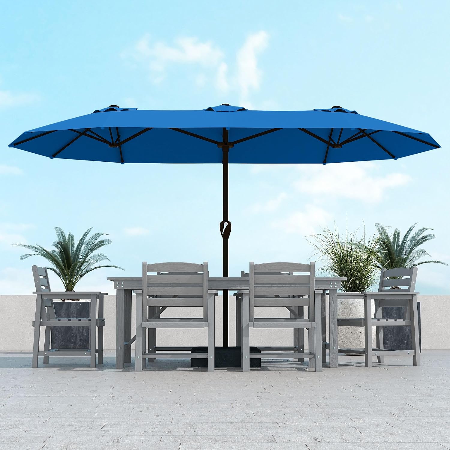 AUCT 14464 - $150 Kingdura 13ft Large Patio Umbrella with Base Included,