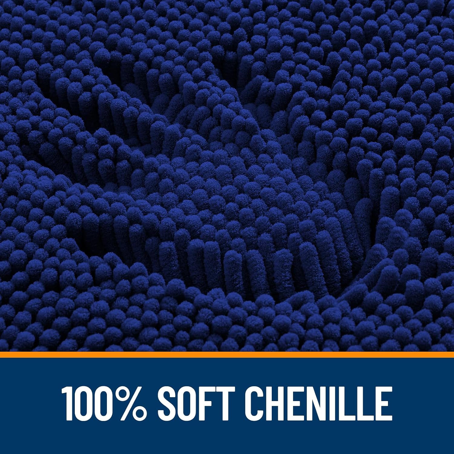 AUCT 17362 - OLANLY Toilet Rugs U-Shaped 24x20, Soft Absorbent Chenille Contour Rugs | Navy, Quick-Dryi - Image 3
