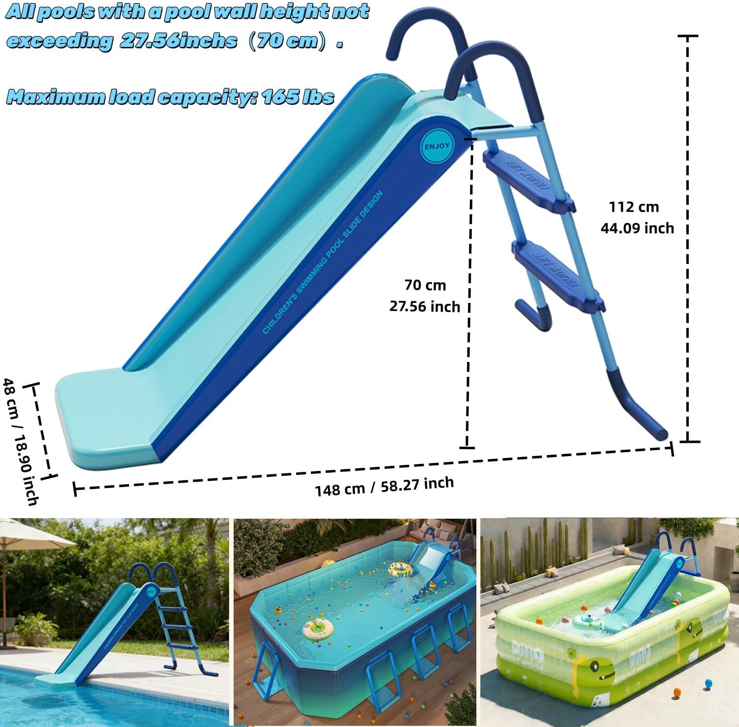 AUCT 16467 - $180 Pool Slide Foldable Pool Water Slide, Summer Swimming Pool Supplies Universal Trampol - Image 2