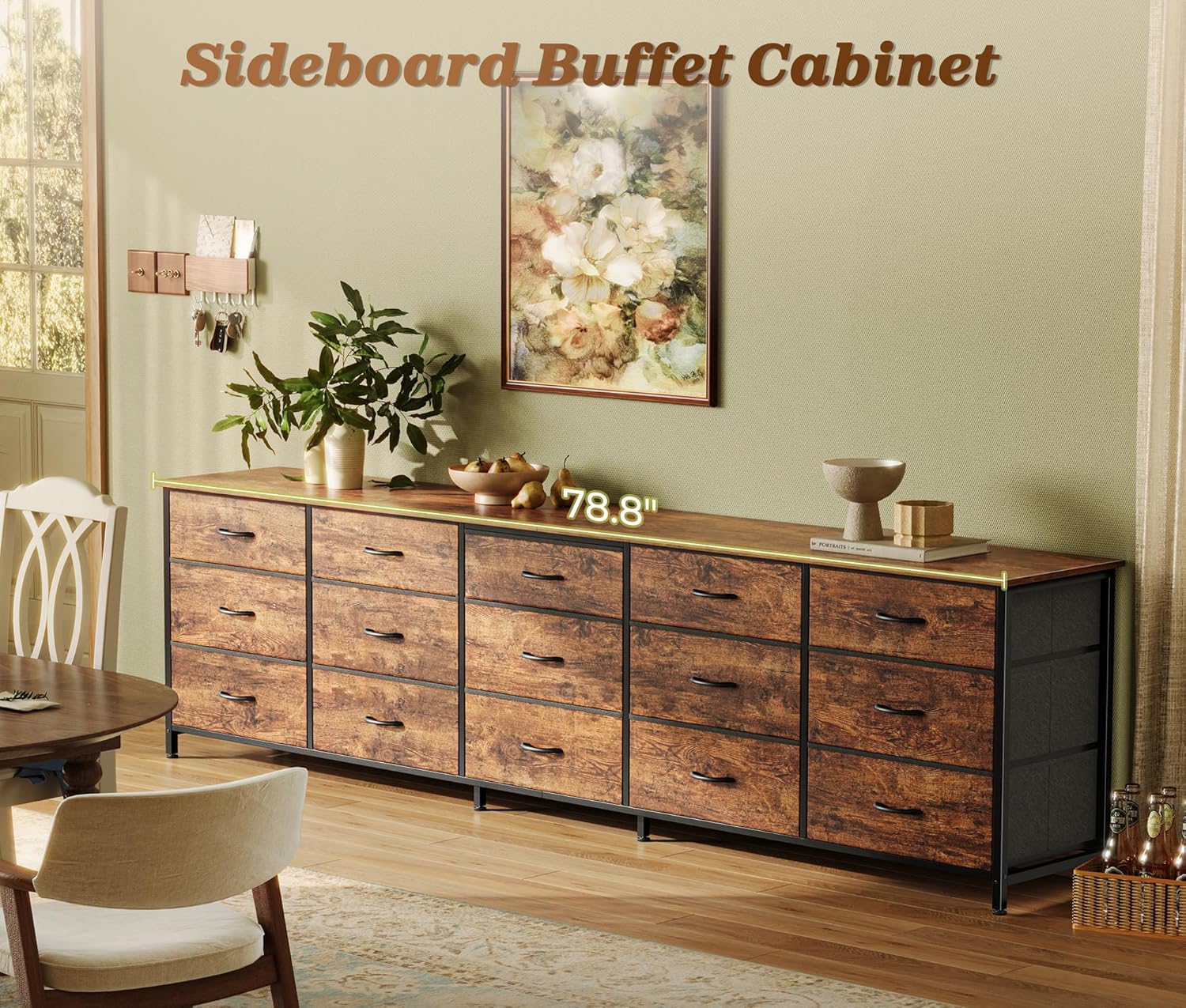 AUCT 14683 - $140 Huuger 78.7 inch Long Dresser for Bedroom, 15 Drawer Fa - Image 2