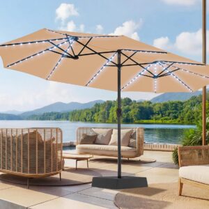 AUCT 16537 - $160 SUPERJARE 15ft Large Patio Umbrella with Base included, Double Sided Outdoor Umbrella