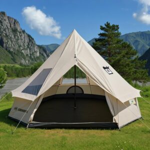 AUCT 15593 - $360 Bell Yurt Tent, Waterproof Luxury 4 Season Hot Tent with Stove Jack/Air Conditioner V