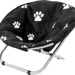 AUCT 15586 - Etna Products Round Pet Bed: Comfortable Elevated Cat Bed with Paw Print Cushion - Black &