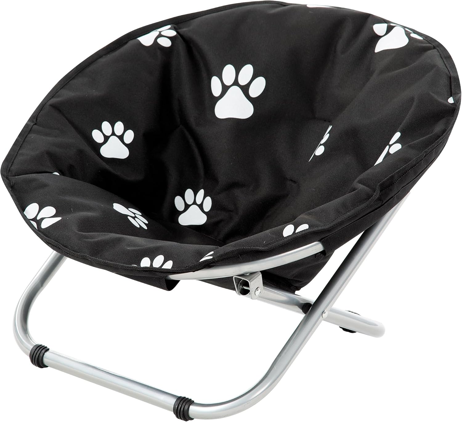 AUCT 15586 - Etna Products Round Pet Bed: Comfortable Elevated Cat Bed with Paw Print Cushion - Black &