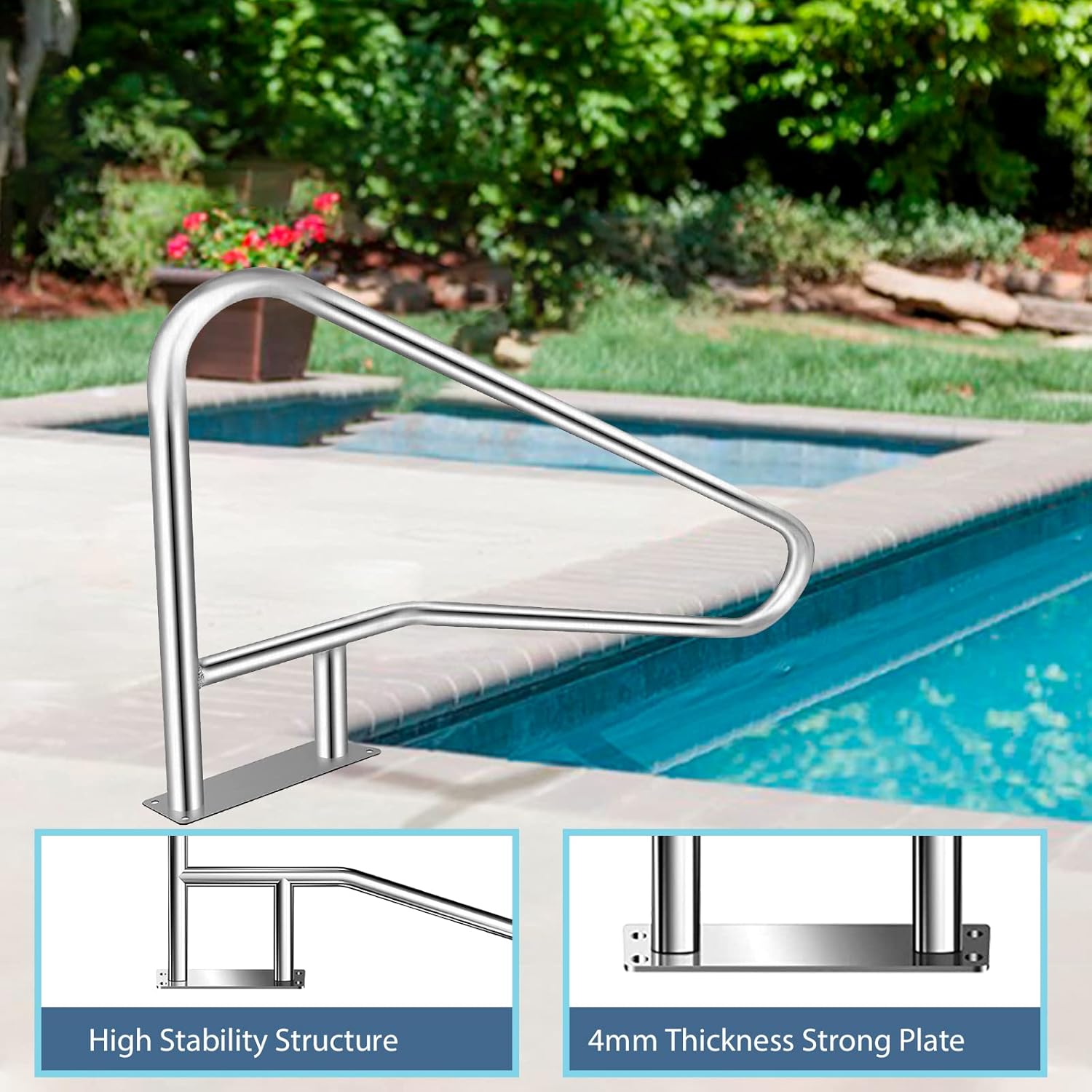 AUCT 15046 - $180 Pool Rail for inground Pools (54x32), 304SS Pool handra - Image 4