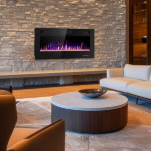 AUCT 14674 - $169 36 in. Wall Mount Low Noise Electric Fireplace with Rem