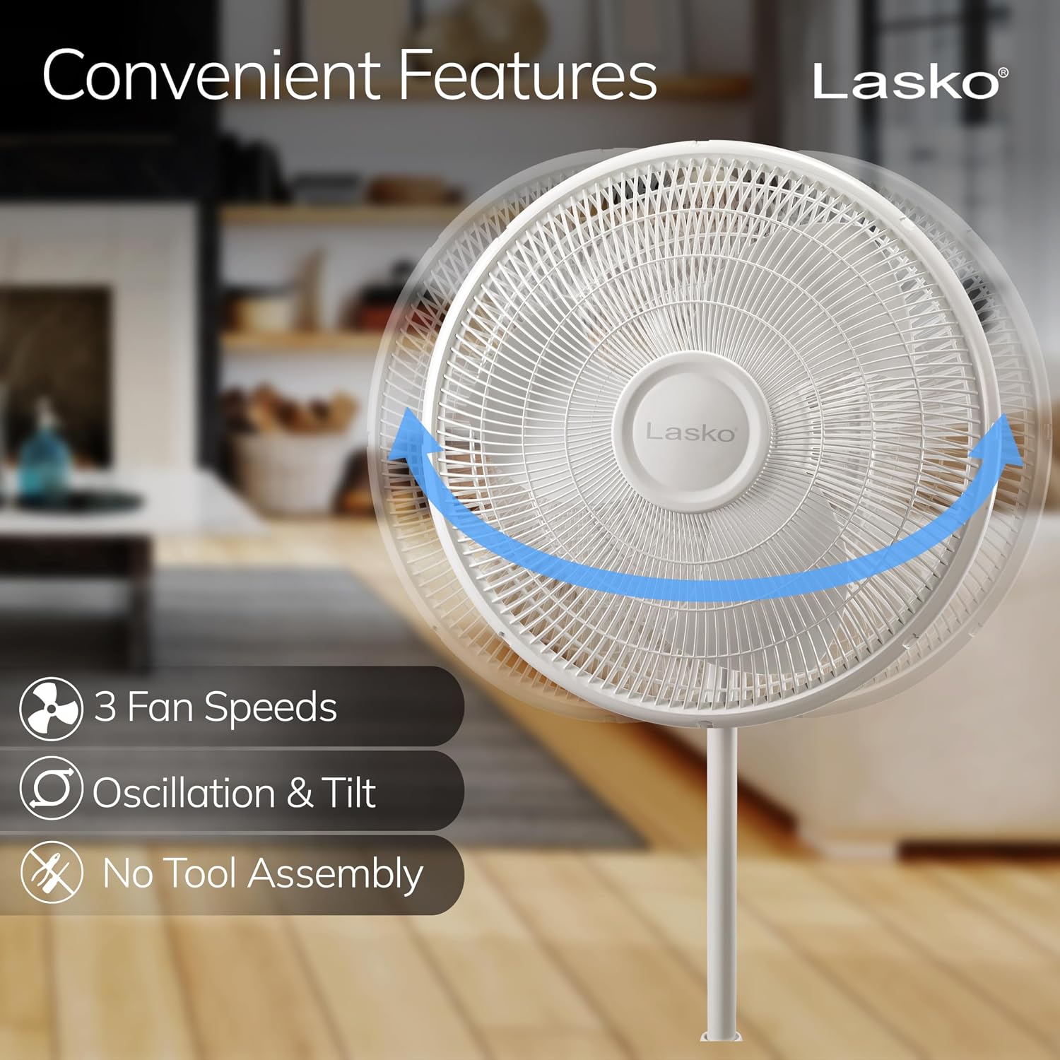 AUCT 14794 - Lasko Oscillating Pedestal Fan - Cooling Standing Fan for Be - Image 3