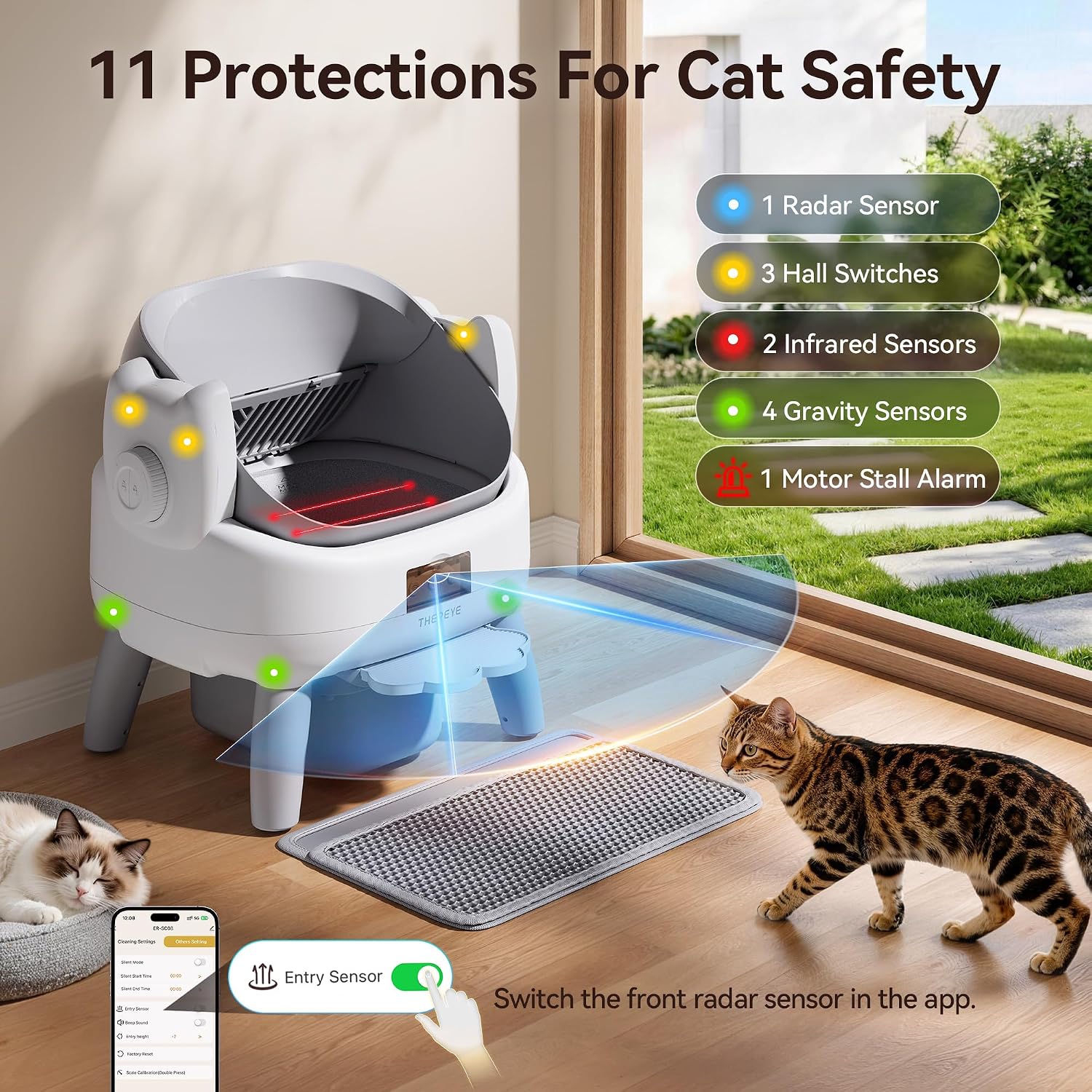 AUCT 17253 - $160 Thereye Automatic Litter Box with Entry Step, Open-Top Self Cleaning Litter Box, 11 S - Image 4