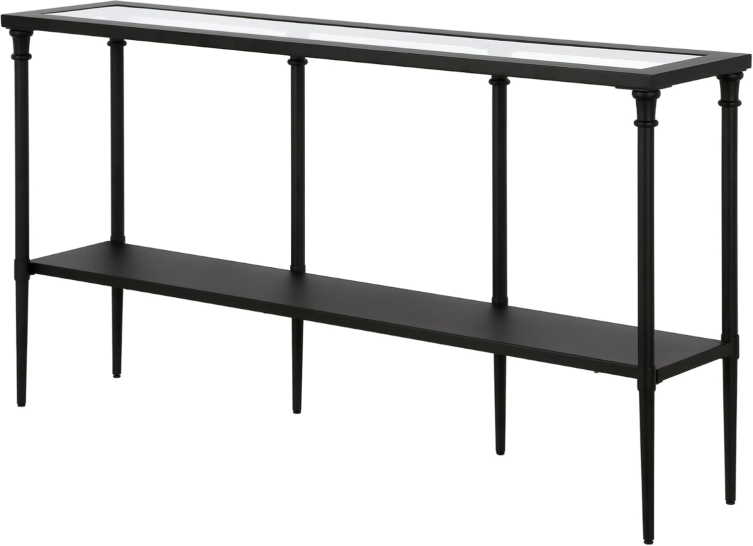 AUCT 17186 - $175 Nellie 55' Wide Rectangular Console Table with Metal Shelf in Blackened Bronze | Two- - Image 4