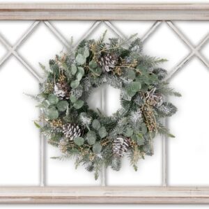 AUCT 14482 - $60 Sintosin Rustic Wood Window Frame Wall Decor 40 x 20 inc