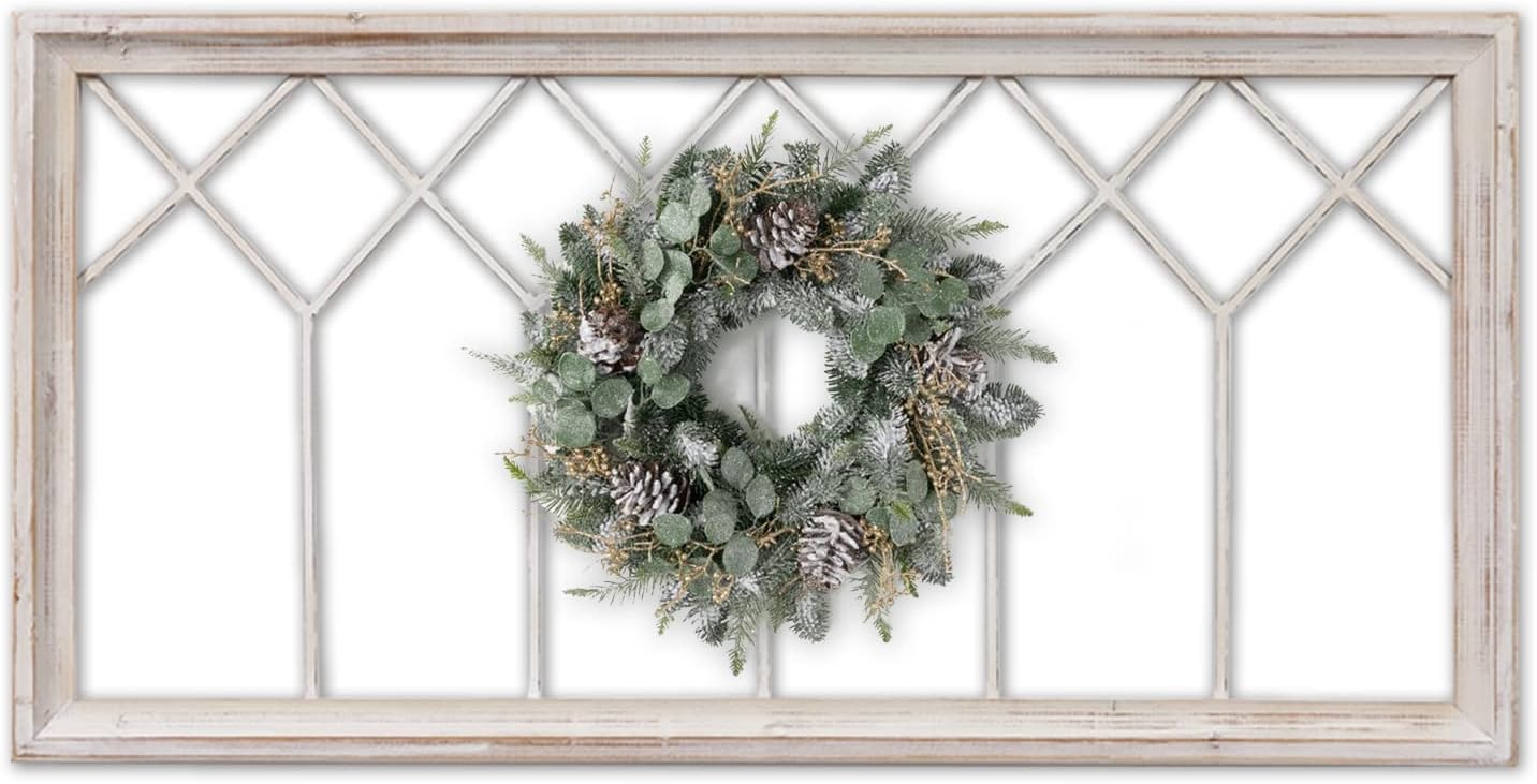 AUCT 14482 - $60 Sintosin Rustic Wood Window Frame Wall Decor 40 x 20 inc