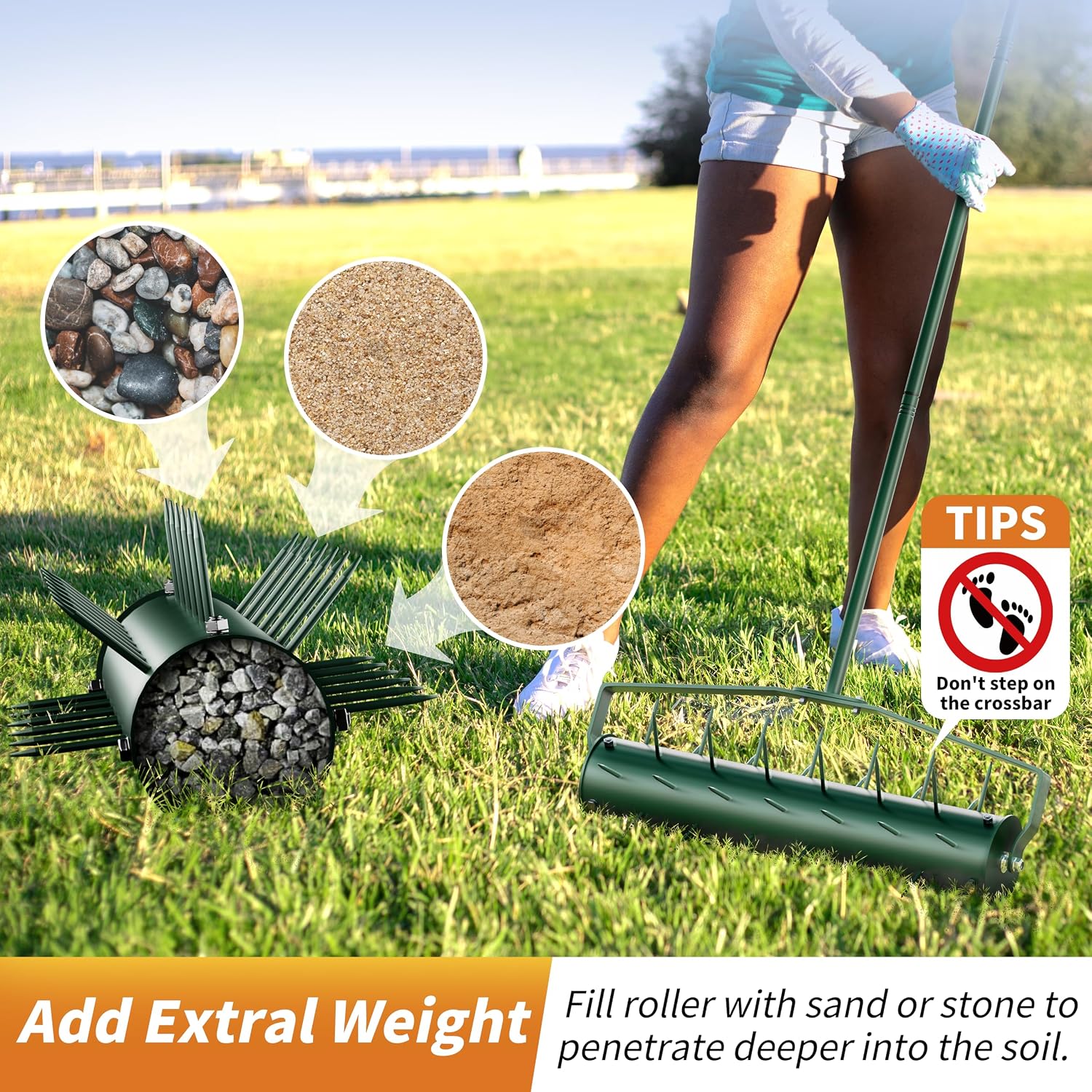 AUCT 15362 - $70 18" Lawn Aerator, Heavy-Duty Manual Lawn Aerator Tool with 50" Metal Handle for Lawn C - Image 3