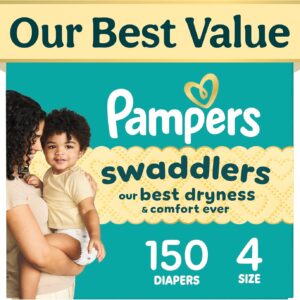AUCT 15651 - $60 Pampers Swaddlers Diapers, Size 4 (15-34 lbs), 150 Count, Fragrance Free, Hypoallergen