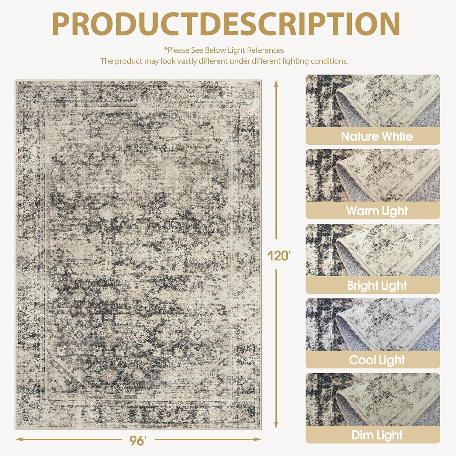 AUCT 14460 - $80 8x10 Area Rugs Washable Rug: Large Vintage Abstract Livi - Image 2
