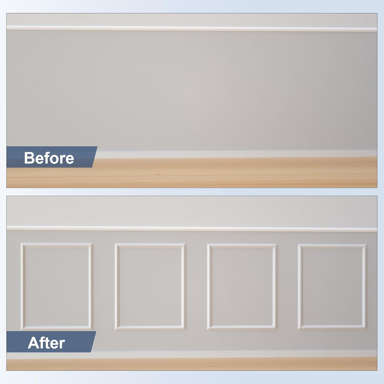 AUCT 16358 - NeatiEase 4 Set Peel and Stick Wall Molding Trim Kit, 16" x20" Premade Wainscoting Panels, - Image 3