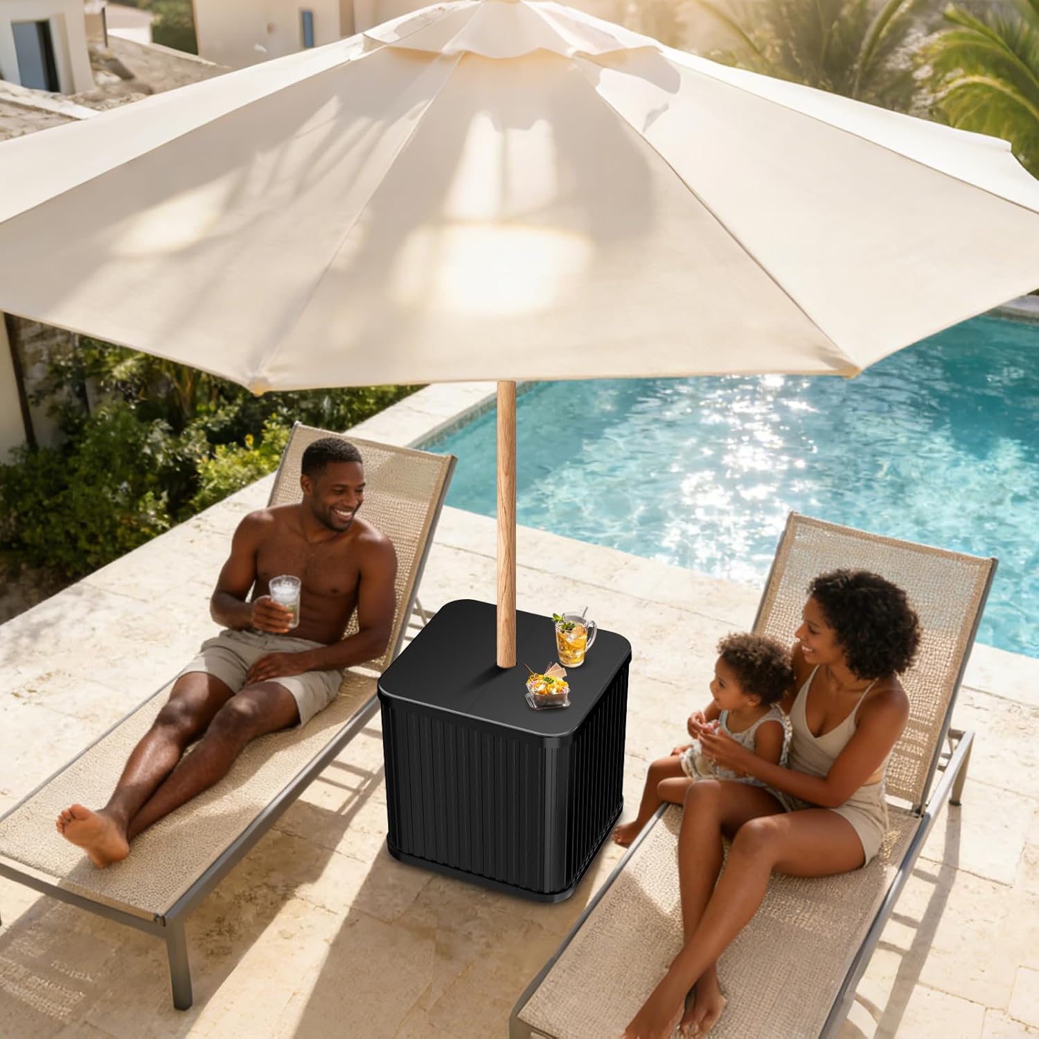 AUCT 14793 - $100 Umbrella Side Table - Hyperzoo Outdoor Patio Table with - Image 2