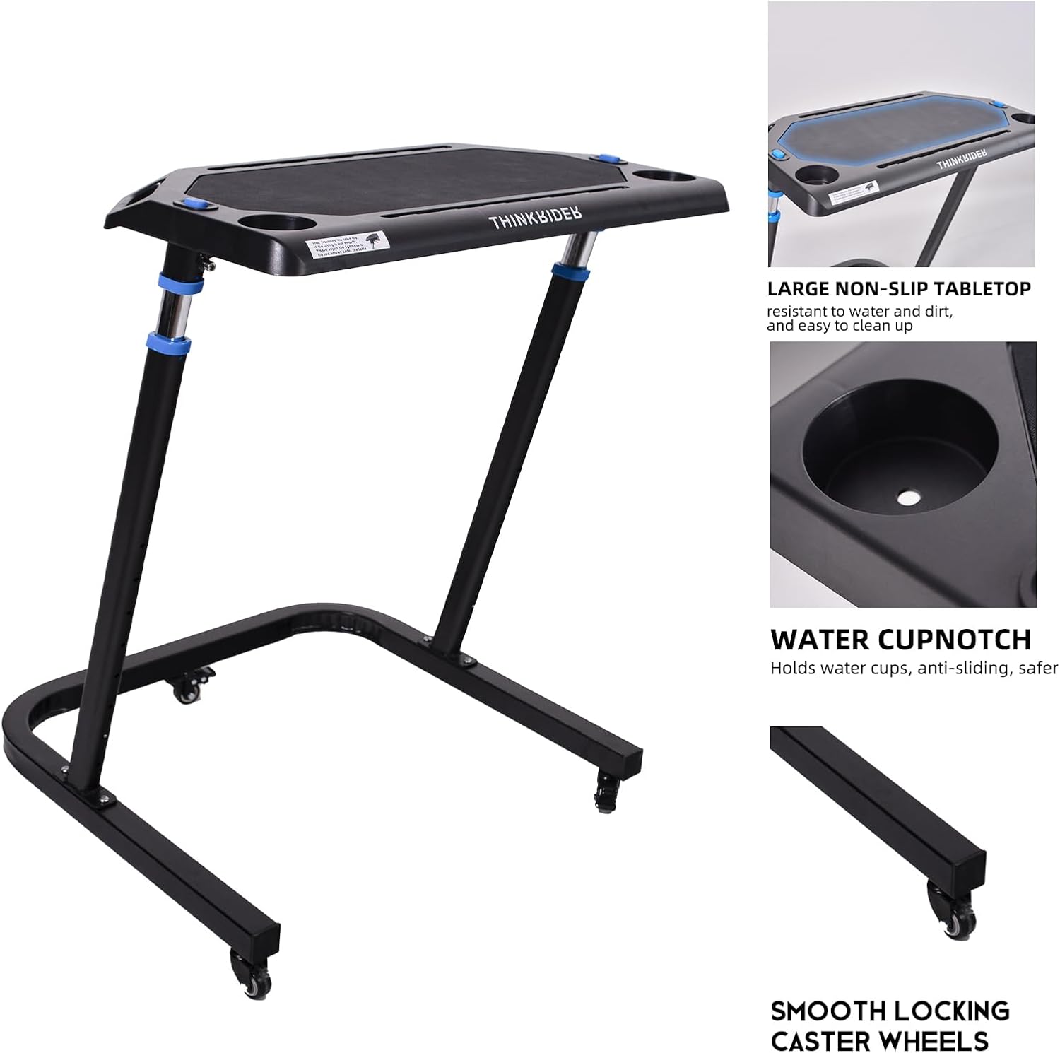 AUCT 14719 - $119 ThinkRider Adjustable Bike Desk - Rolling Laptop Cart f - Image 4