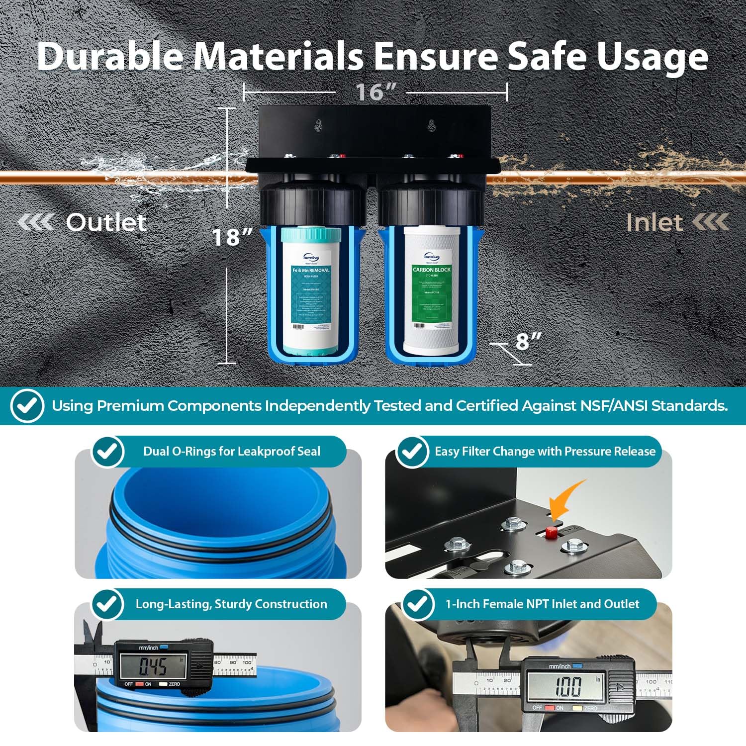 AUCT 16772 - $148 iSpring WGB21BM 2-Stage Whole House Water Filtration System, 10" x 4.5" Carbon Block - Image 4
